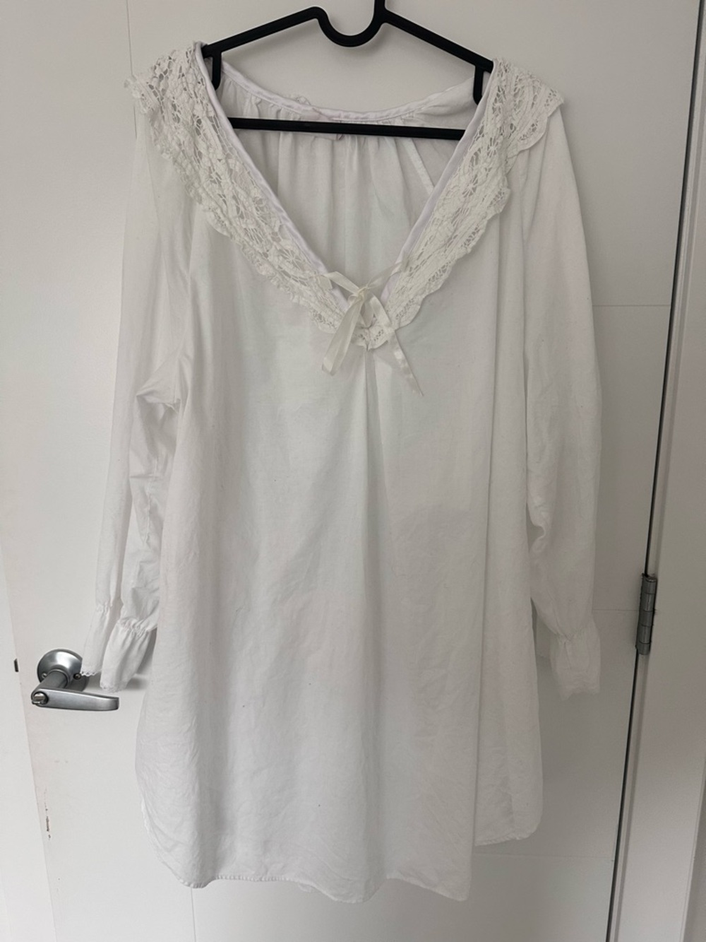 Vintage Monty Victorian Cotton Nightgown | White Lace Trim Honeymoon Sleep Dress